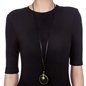 Style Stories Black Leather Cord Long Necklace-
