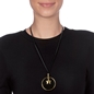 Style Stories Black Leather Cord Long Necklace-