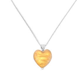 Hearty Candy short silver necklace with matte yellow heart-