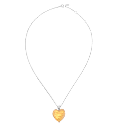 Hearty Candy short silver necklace with matte yellow heart-