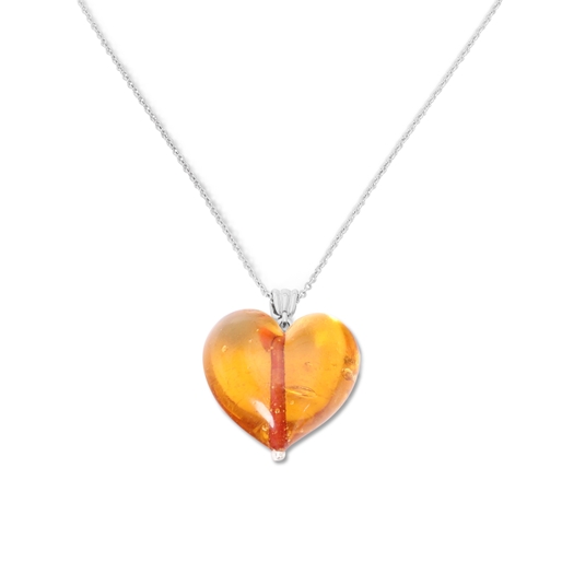 Hearty Candy short silver necklace with yellow heart-