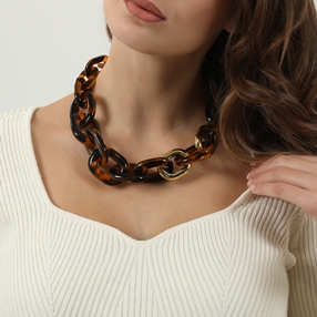 Impress Me chunky chain amber necklace-