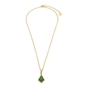 Good Vibes gold plated short chain necklace with green stone-