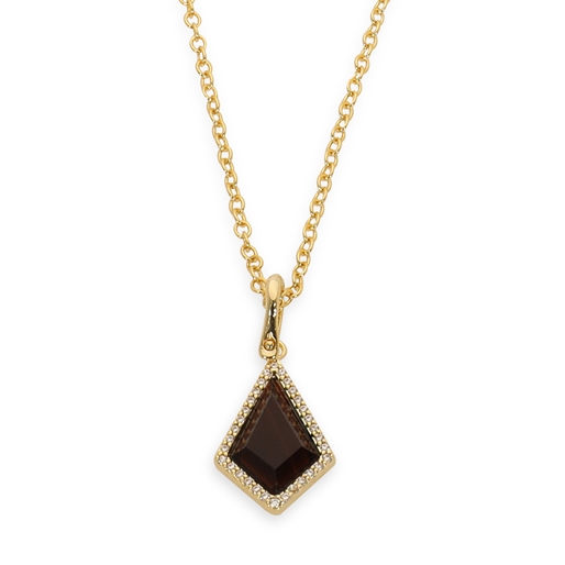 Good Vibes gold plated short chain necklace with black stone-