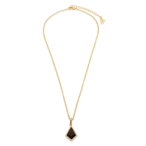 Good Vibes gold plated short chain necklace with black stone-