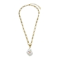 Graffiti Hue short gold plated chain necklace with white stone-