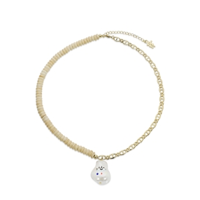 Graffiti Hue short gold plated chain necklace with white stones-