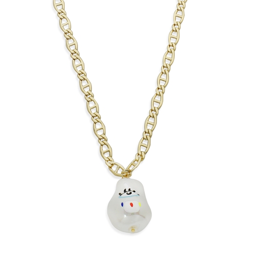 Graffiti Hue short gold plated chain necklace with white stone-