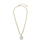 Graffiti Hue short gold plated chain necklace with white stone-