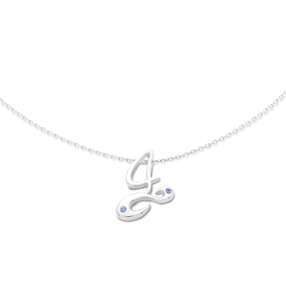 Lucky Charm 2024 sterling silver chain necklace blue stones-