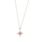 Astro glow short silver necklace with star and magenta stones-