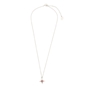 Astro glow short silver necklace with star and magenta stones-