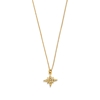 Astro glow short gold plated necklace with star and clear stones