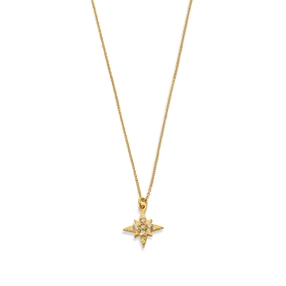 Astro glow short gold plated necklace with star and clear stones-