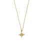 Astro glow short gold plated necklace with star and clear stones-