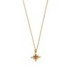 Astro glow short gold plated necklace with star and magenta stones