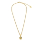 Good Vibes short gold plated chain necklace olive green stone-