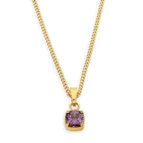 Good Vibes short gold plated chain necklace purple stone-