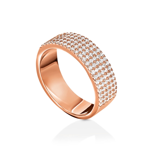 Fashionably Silver Essentials Rose Gold Plated Five Row Band Ring-