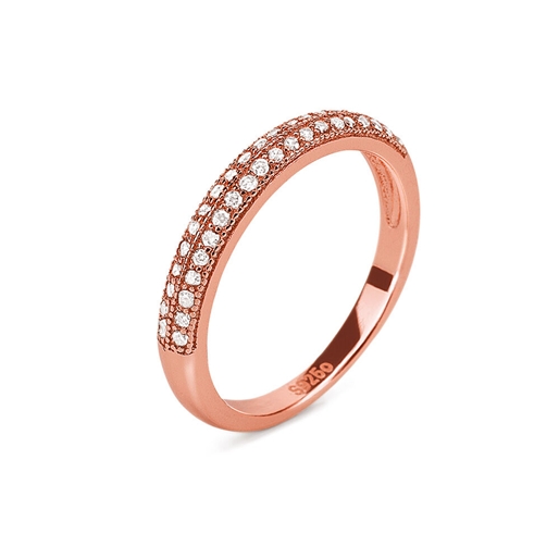 Fashionably Silver Essentials Silver 925 Rose Gold Plated Band Ring-