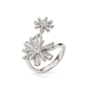 Star Flower Silver 925 Double Motif Ring-