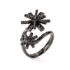 Star Flower Black Flash Plated Double Motif Ring
