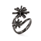 Star Flower Black Flash Plated Double Motif Ring-