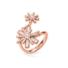 Star Flower Rose Gold Plated Double Motif Ring