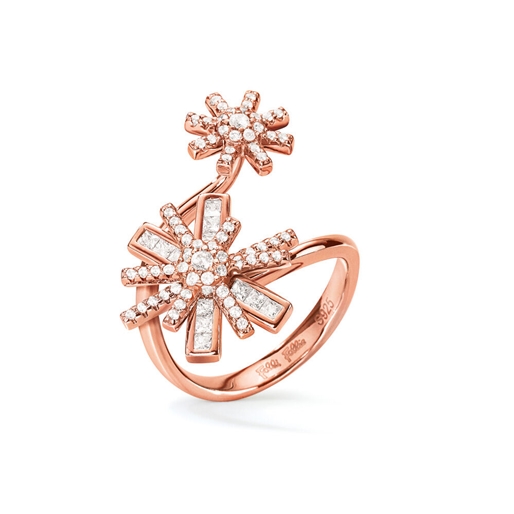 Star Flower Rose Gold Plated Double Motif Ring-
