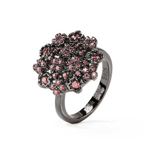 FF Bouquet Silver 925 Black Plated Small Ring-