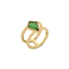 Good Vibes gold plated bulky ring green stone