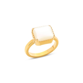 Good Vibes gold plated ring with ivory stone-