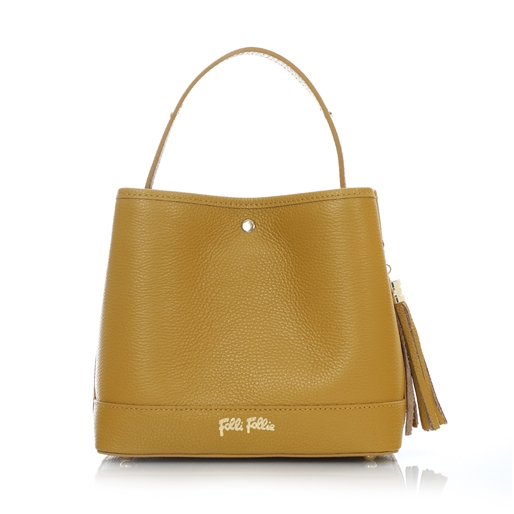Metropolitan Fab μεσαία κίτρινη δερμάτινη τσάντα ώμου-
