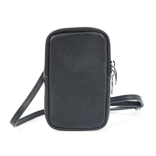 Mini Discoveries black leather phone case-