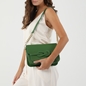 Fab n’ Classy πράσινη δερμάτινη τσάντα χιαστί με καπάκι-