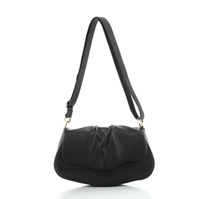 Metropolitan Fab μεσαία μαύρη δερμάτινη τσάντα χιαστί-