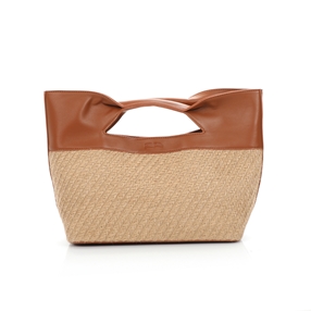 Rustic Illusion medium brown raffia handbag-
