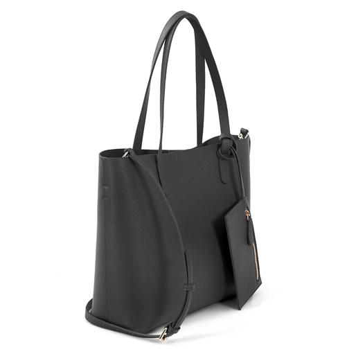 City Vibes μαύρη tote τσάντα με εσωτερικό τσαντάκι και πορτοφόλι-