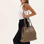Metropolitan Fab gray leather tote with zipper-