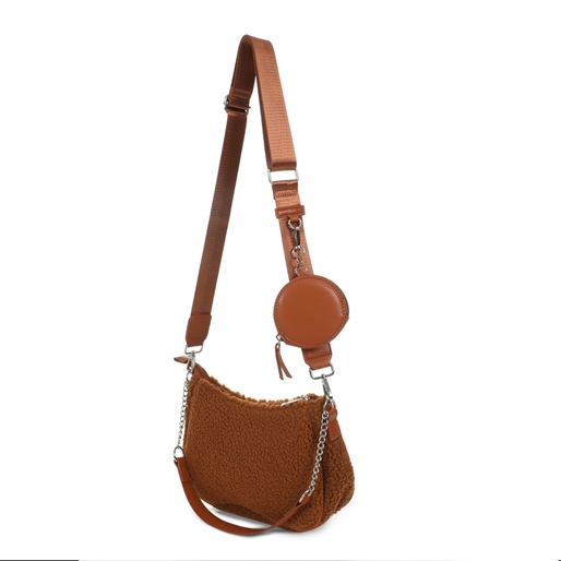 Fluffy.Me brown shoulder bag with zipper-