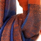 Checkered scarf from viscose blue and orange-