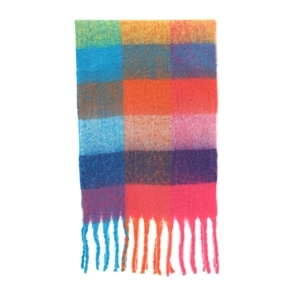 Chunky fringe scarf fuchsia-orange-blue-