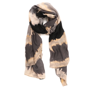 Scarf from viscose blαck imprinted watercolor-