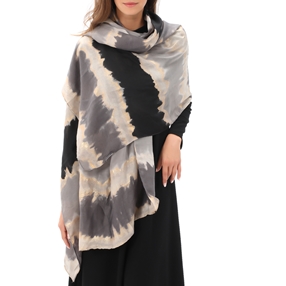 Scarf from viscose blαck imprinted watercolor-
