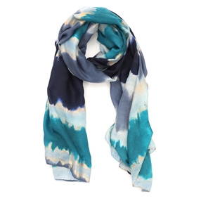 Scarf from viscose blue imprinted watercolor-