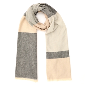 Knitted scarf from viscose black and multicolor stripes-