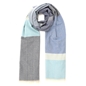 Knitted scarf from viscose blue and multicolor stripes-