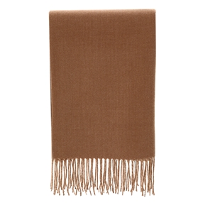 Knitted scarf from wool double-face brown and camel-