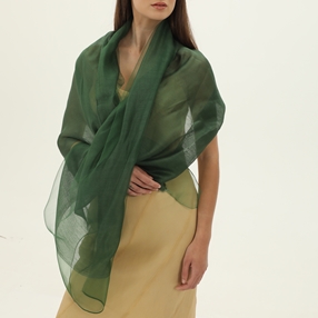 Silk scarf in green color-