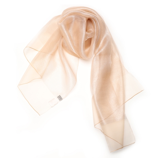 Silk scarf in metallic rose gold color-